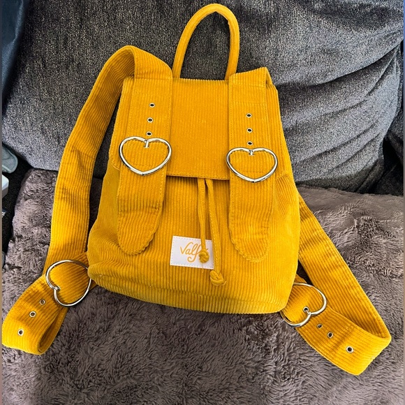 Valfre Handbags - Valfe Mustard yellow corduroy backpack